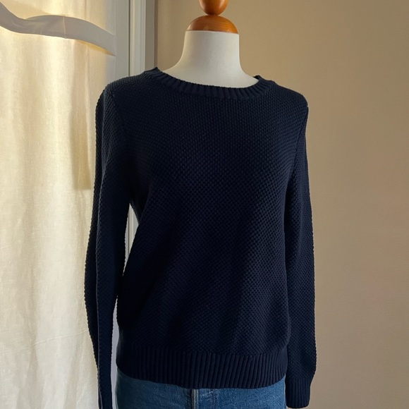 Appleseed’s Petites Knit 100% Cotton Sweater Navy - Picture 4 of 4